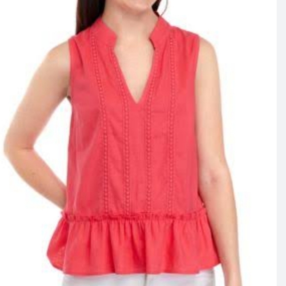 crown & ivy Tops - NWT Crown & Ivy white linen blend icon boho peasant sleeveless top